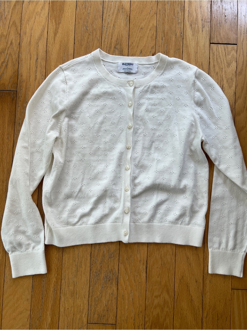 Old Navy Women's Cream Eyelet Button-Front Cardigan